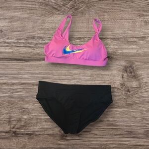Nike Swimwear Scoop Bikini Athletic Swimsuit Set Top at Bottom